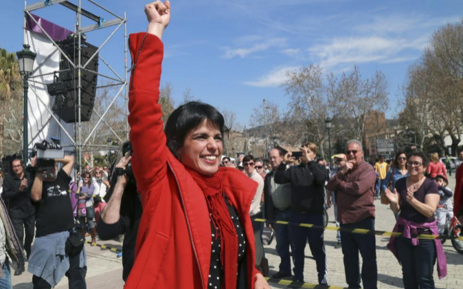 La candidata de Podemos a la Junta de Andalucía, Teresa Rodríguez,...