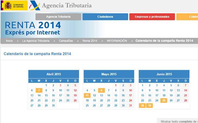 Página electrónica de la Agencia Tributaria.