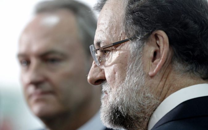 Alberto Fabra y Mariano Rajoy, esta mañana en Valencia
