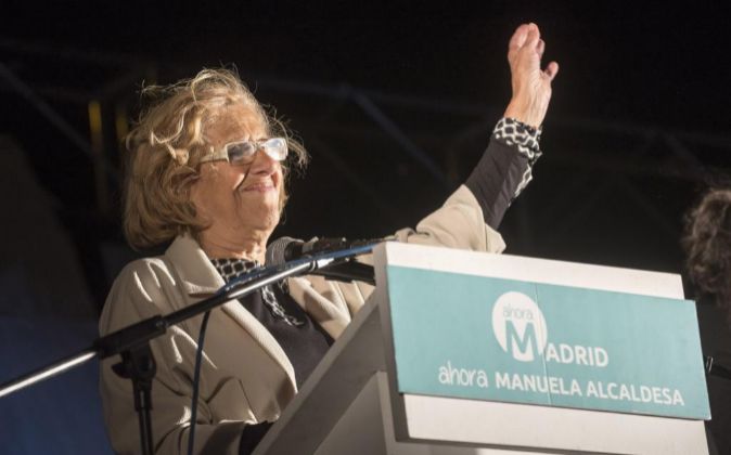 La candidata de Ahora Madrid al ayuntamiento de la capital, Manuela...