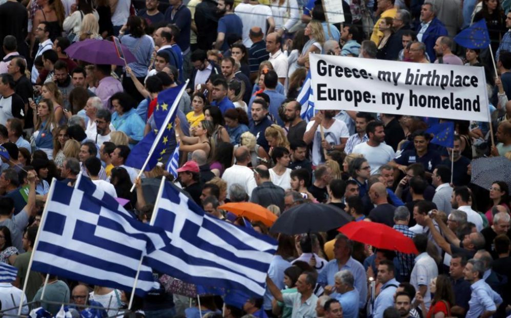 Manifestantes Pro-Unin Europea durante la manifestacin celebrada...