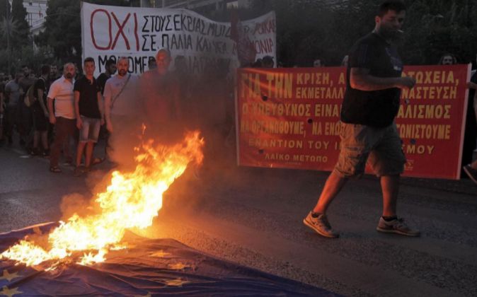 Protestas en las calles griegas.