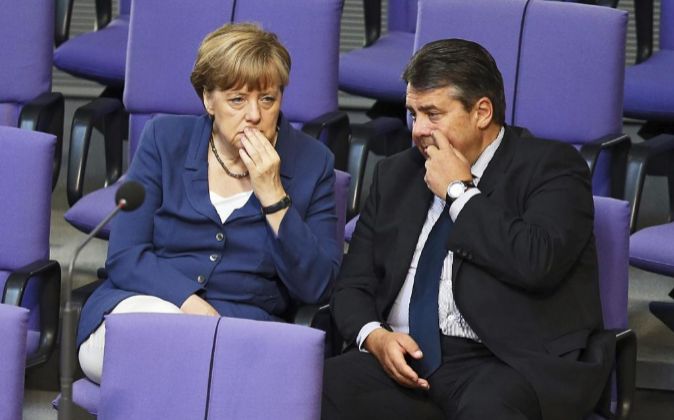 La canciller alemana, Angela Merkel y el vicecanciller, Sigmar Gabriel