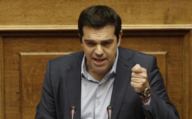 El primer ministro griego Alexis Tsipras, en el Parlamento griego.