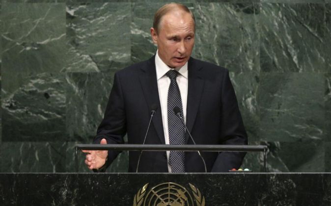 l presidente ruso Vladimir Putin durante su intervención en el debate...