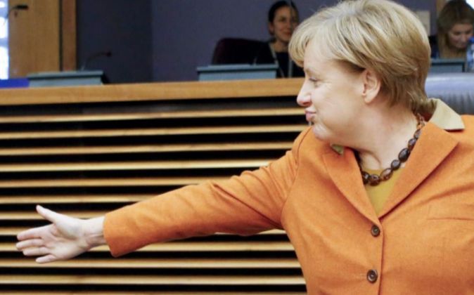 La canciller alemana, Angela Merkel, ayer en Bruselas.