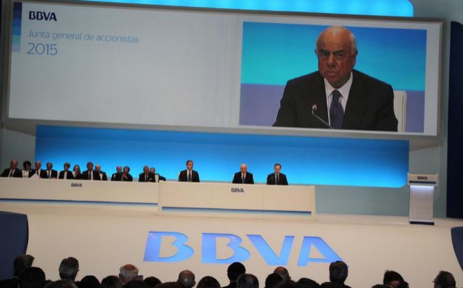 Imagen de la última junta de accionistas de BBVA
