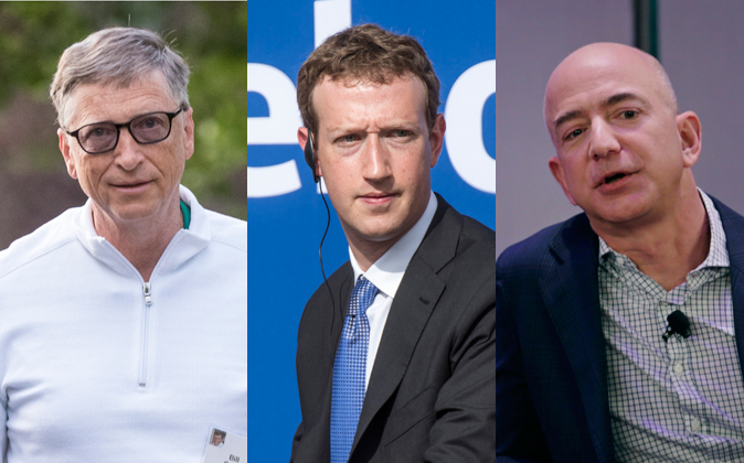 Bill Gates, Mark Zuckerberg y Jeff Bezos
