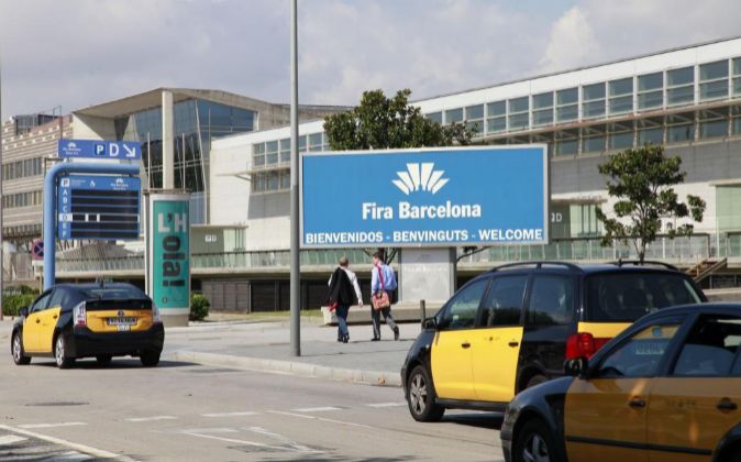 Cartel señalizando la entrada a la Fira Barcelona