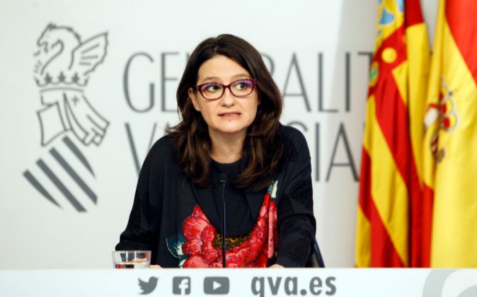Mónica Oltra, en una rueda de prensa.