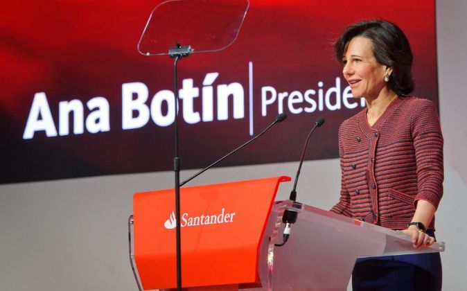 Ana Botín durante su intervención en la Junta de Accionistas de hoy