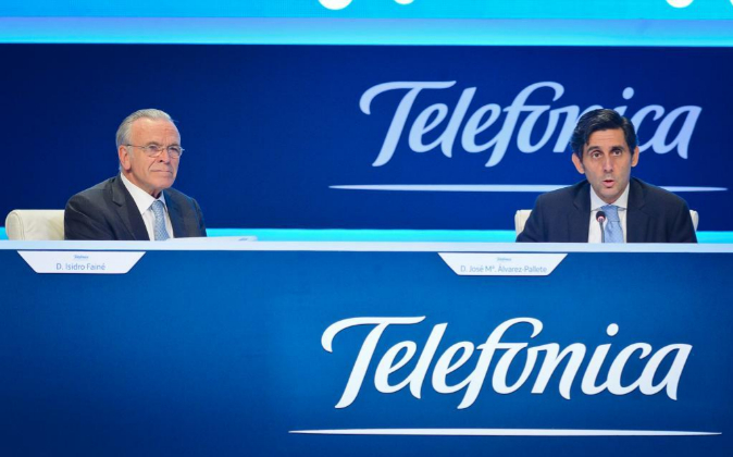 Junta de accionistas de Telefónica, en la imagen Álvarez Pallete e...