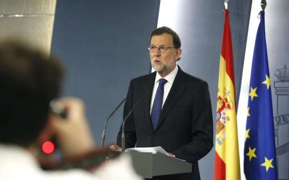 El presidente del Gobierno, Mariano Rajoy, durante su comparecencia a...