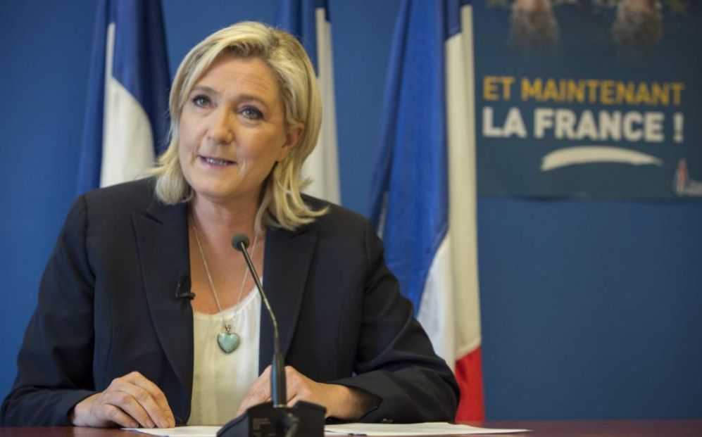 La presidenta del ultraderechista Frente Nacional (FN), Marine Le Pen,...
