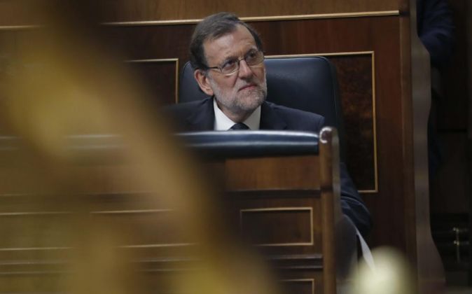 El presidente del Gobierno, Mariano Rajoy, en su escaño.