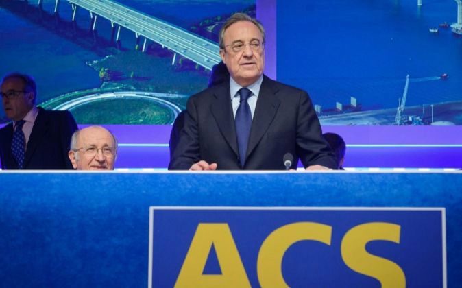 El presidente de ACS, Florentino Pérez, en la junta de accionistas de...