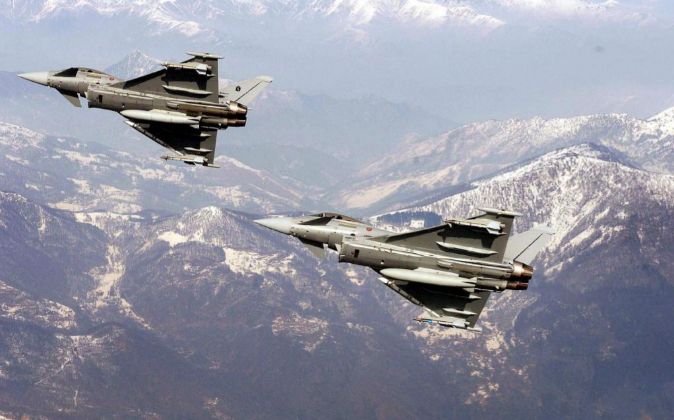Dos cazas 'Eurofighter' de la Fuerza Aérea Italiana.