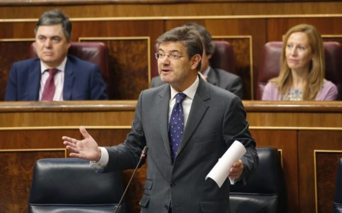 El ministro de Justicia, Rafael Catalá, durante su intervención en...