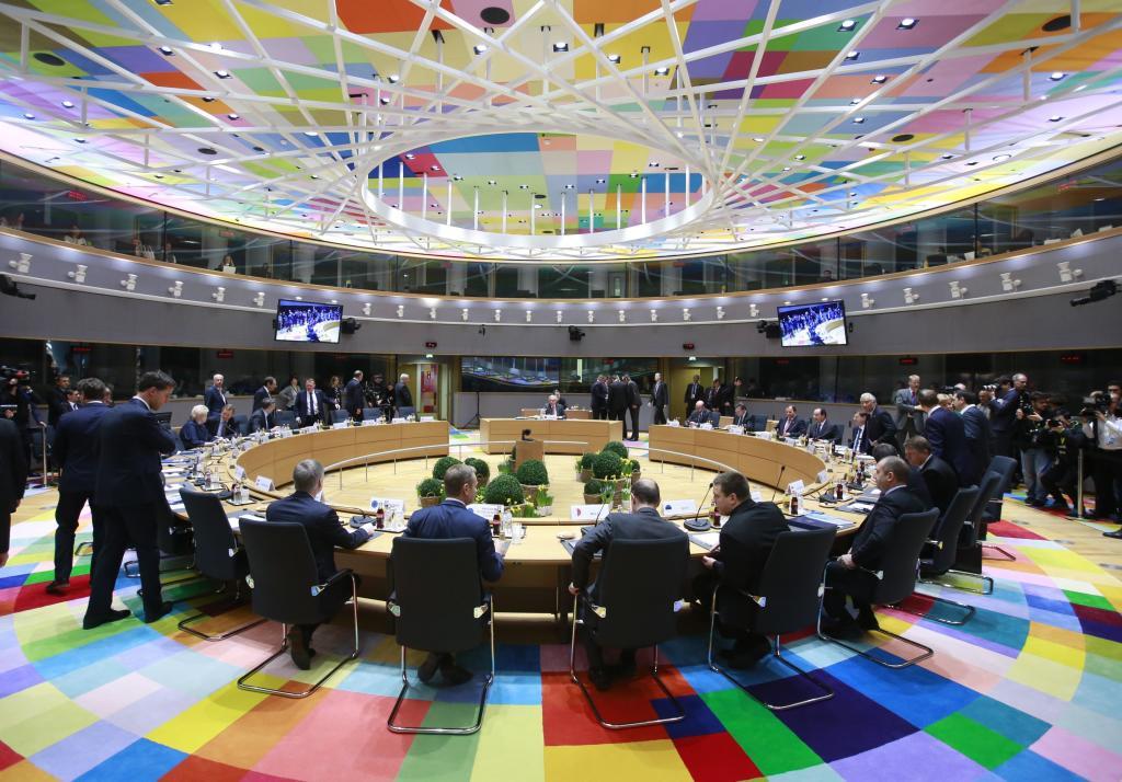 Vista general de los líderes de la Unión Europea (UE) reunidos...