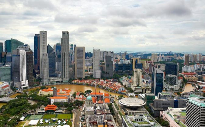 Vista aérea de la ciudad de Singapur.