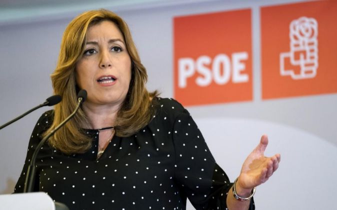 La presidenta de la Junta de Andalucía y candidata a secretaria...