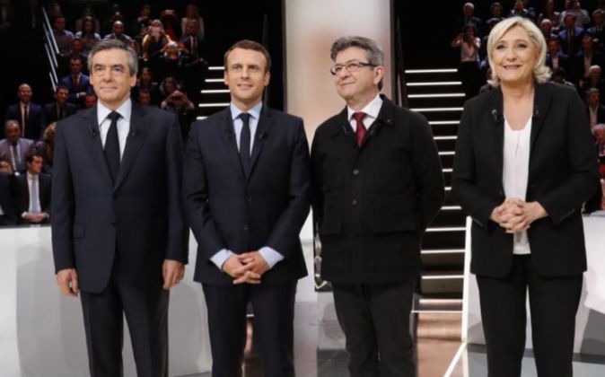 Los candidatos presidenciales de Francia: Francois Fillon, Emmanuel...
