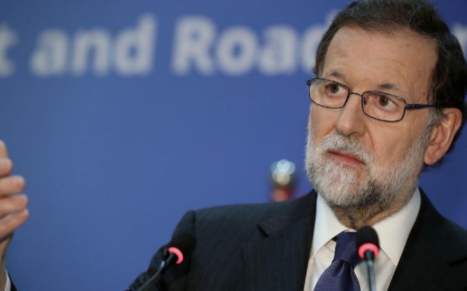 El presidente del Gobierno, Mariano Rajoy, durante la rueda de prensa...