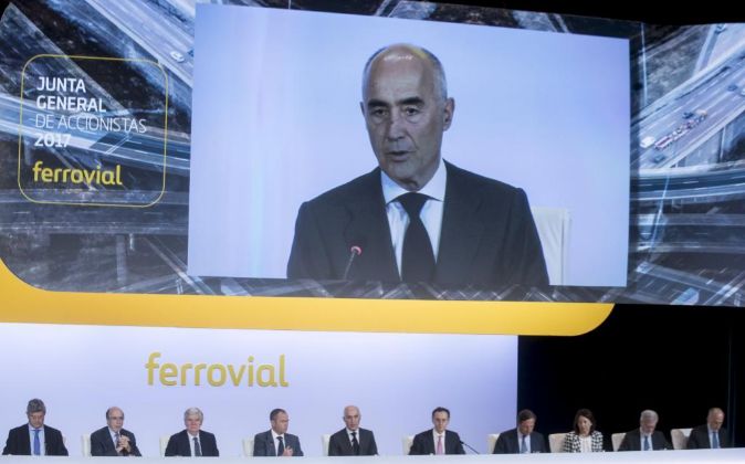 Rafael del Pino, presidente de Ferrovial, durante la pasada junta de...