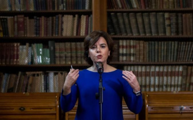 La vicepresidenta del Gobierno, Soraya Sáenz de Santamaría, ayer en...