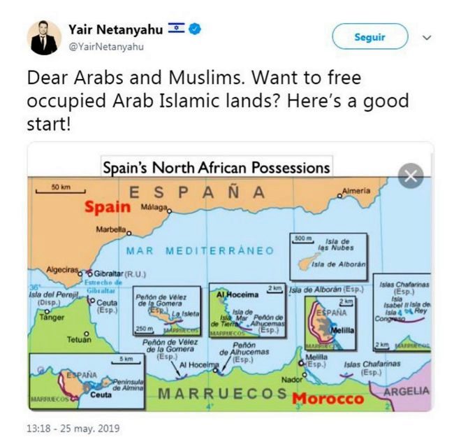 El hijo de Netanyahu sugiere a árabes y musulmanes que "liberen" Ceuta y Melilla 15588551958090