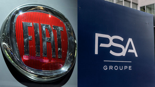 Logos de Fiat y PSA, los dos gigantes del motor que hoy han admitido...