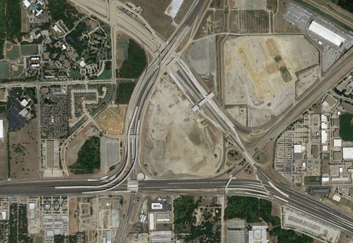 Imagen area de la autopista SL12 en Dallas (Texas).