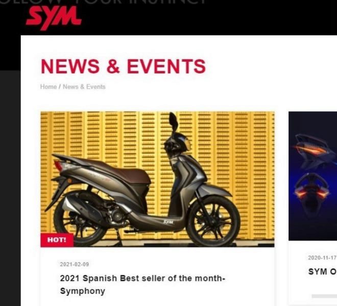 Imagen de la web globlal de SYM.