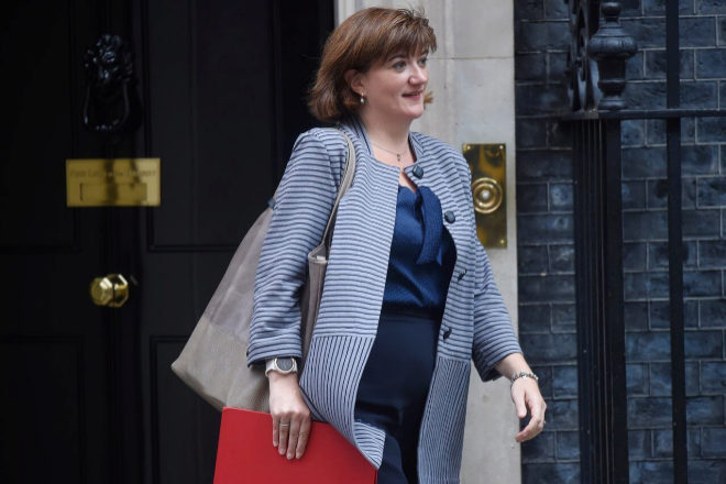 Nicky Morgan, en Downing Street en 2019, en su etapa de ministra de Cultura, Medios y Deporte.