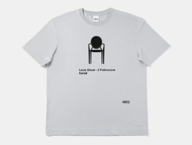 Camiseta con la revisin que Phillipe Starck realiz para Kartell de la silla estilo Luis XV en policarbonato transparente, 19,95 euros.