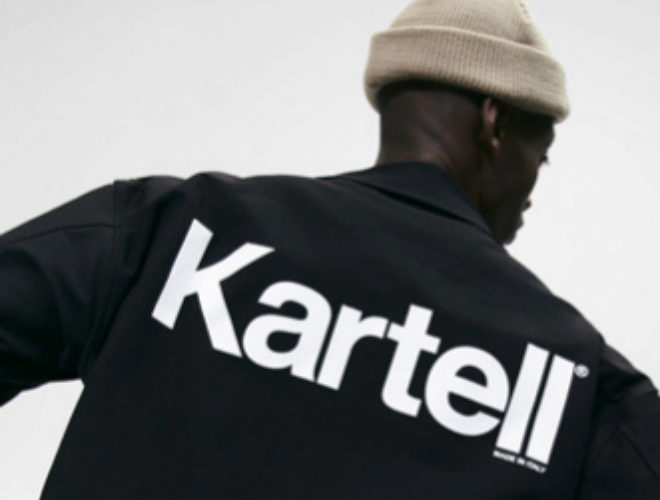 Cazadora en tejido de algodn con logo de Kartell en la espalda, en Zara, 39,95 euros.