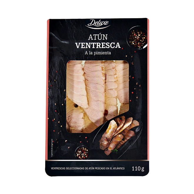 Ventresca de atún a la pimienta, 3,99 euros, 110 gramos, de Lidl Deluxe.