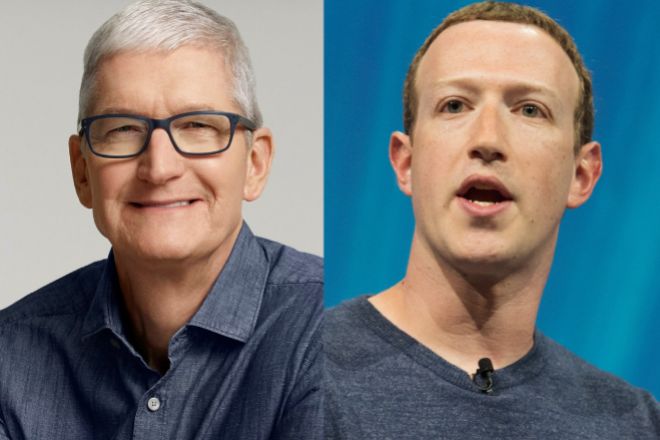Tim Cook, consejero delegado de Apple, y Mark Zuckerberg, fundador de Facebook.