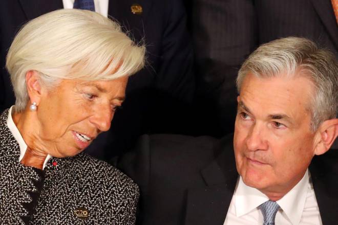 Los presidentes del BCE y la Fed, Christine Lagarde y Jerome Powell.