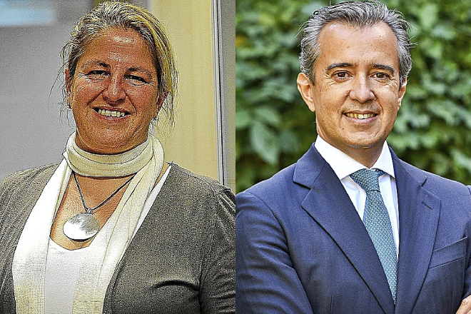 Cecilia Boned, presidenta de BNP Paribas en España y Antonio Salgado, responsable de Banca Privada de BNP en España.