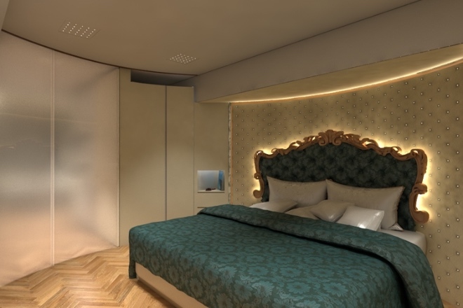 La cama del dormitorio principal está fabricada por los proveedores de las camas de la familia real británica. Foto: Marchi Mobile
