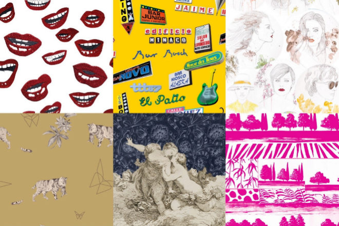 Collage de diseños de la colección Georginas Wallartpaper.
