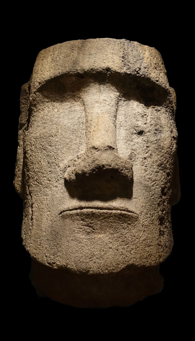 Cabeza del moai Hoa Hakananaia, expuesto en el Museo Britnico.
