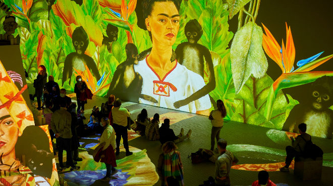Imagen de la exposición Vida y obra de Frida en el Teatro Instante de Madrid.