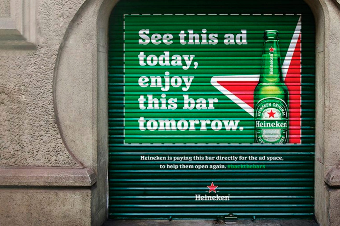 Una de las campañas más efectivas de Heineken durante la pandemia fue 'Shutted Ads', que implicó redirigir su presupuesto en publicidad exterior para estar presente en 5.000 bares cerrados. "Cada bar contó con una creatividad única, una publicidad exterior con un valor un 40% superior a la tradicional".