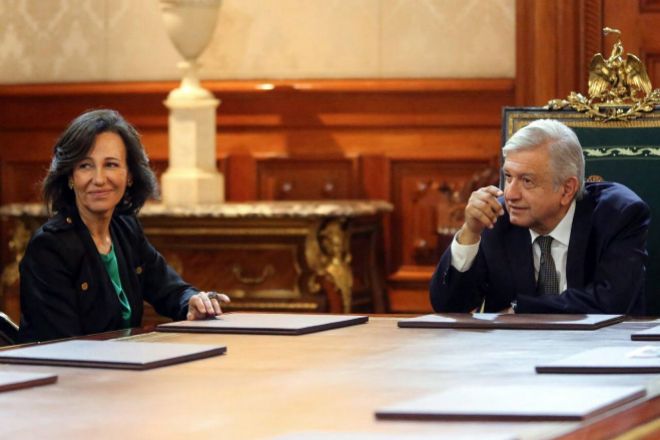 La presidenta de Santander, Ana Botín, y el presidente de México, Andrés Manuel López Obrador, en una foto de archivo.