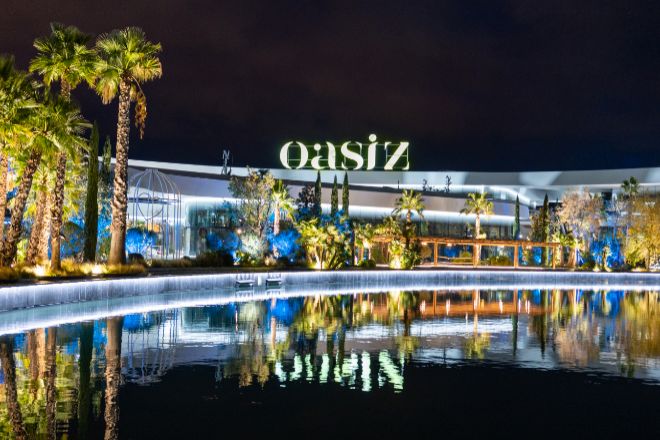 El centro comercial Oasiz de noche.