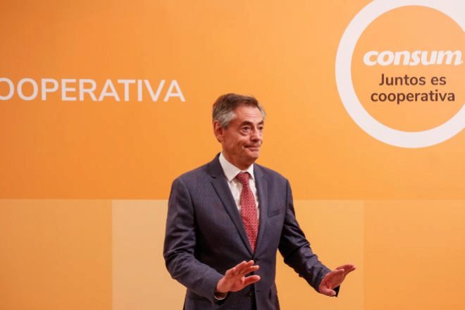 Juan Luis Durich, director general de Consum, durante la presentación de resultados.