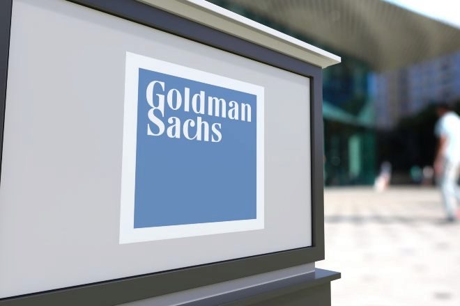 Logo a la entrada de las oficinas de Goldman Sachs