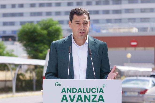 El presidente de la Junta de Andalucía y candidato a la reelecición, Juanma Moreno.